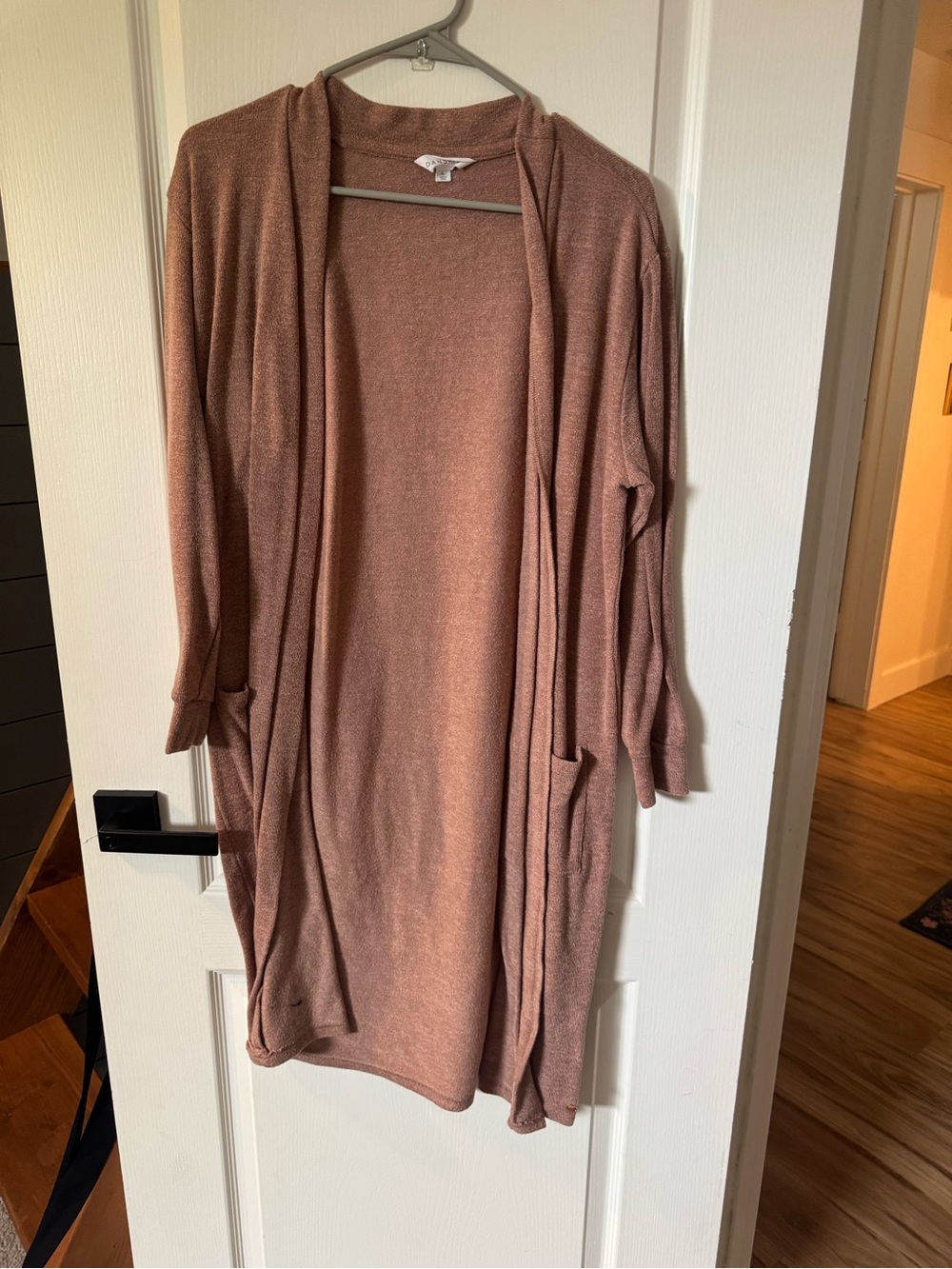 Danskin Open-Front Long Cardigan in Mauve